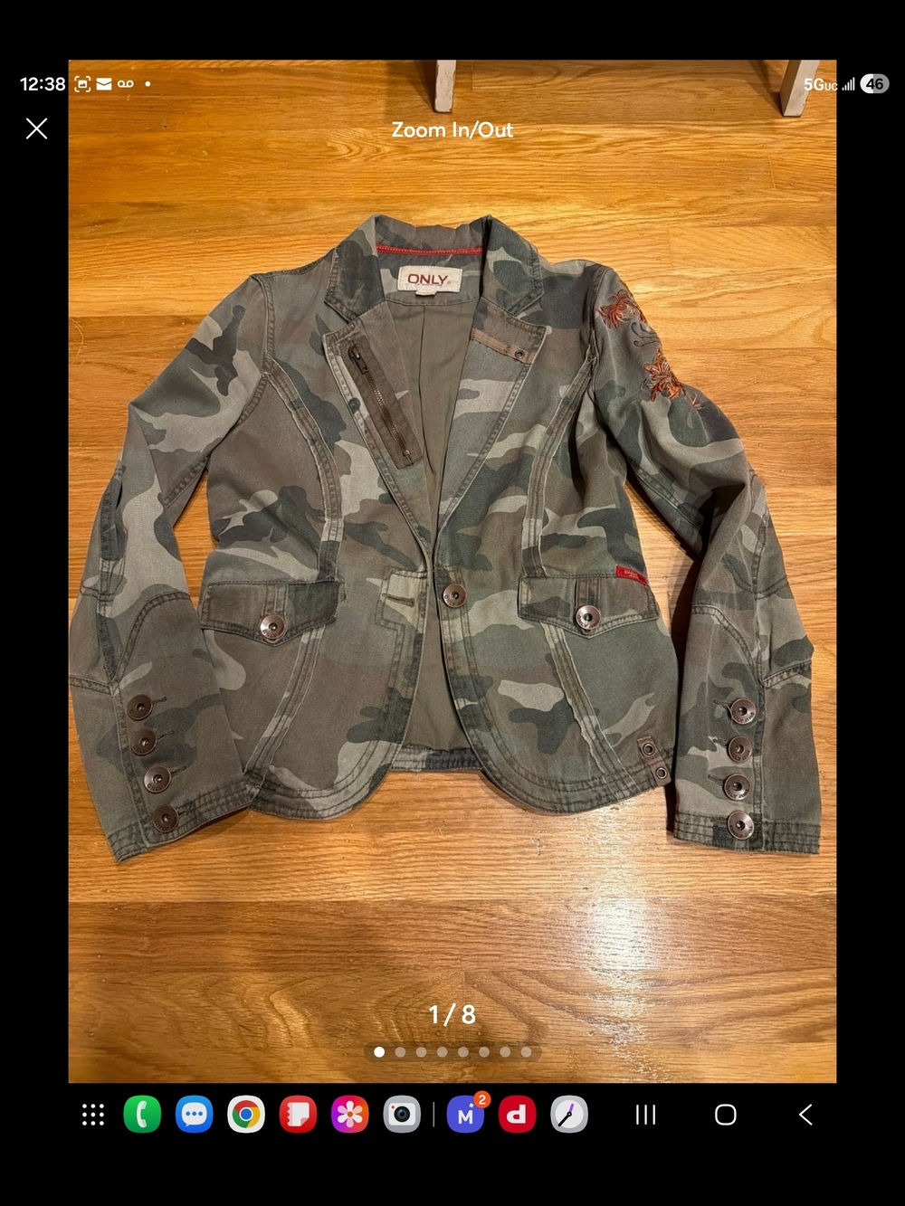 ONLY Camouflage Blazer Jacket in Olive Green and Khaki